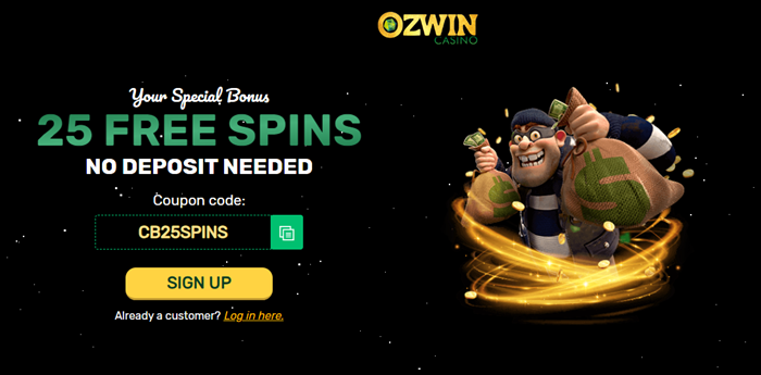 Ozwin Casino 25 Free Spins Cash Bandits 3