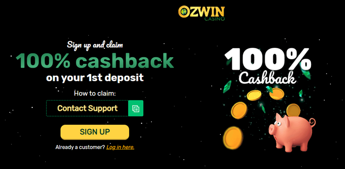 Ozwin Casino's 100% Cashback