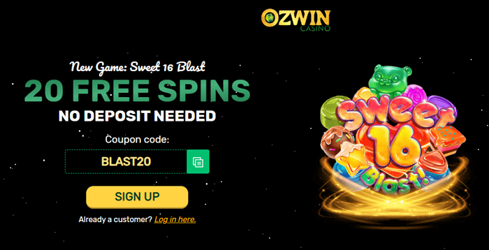 Ozwin Casino's Sweet 16 Blast 20 Free Spins