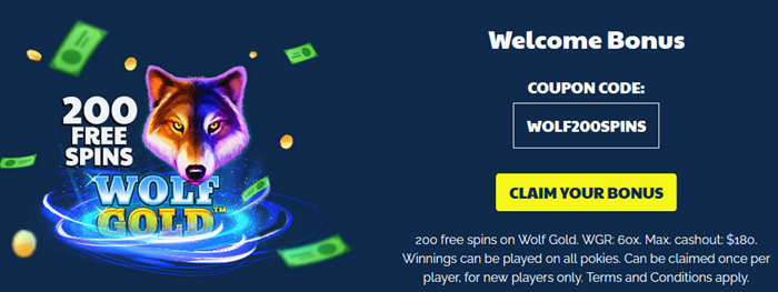 Ripper Casino AU:
200 Free Spins Wolf Gold - No Deposit Bonus Code