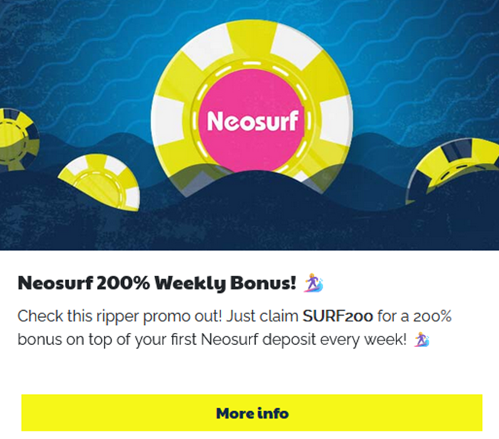 Ripper Casino AU Neosurf 200% Weekly Bonus! 