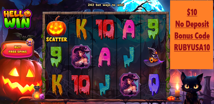 Ripper Casino USA: Hello Win Slot Review - Can This Spooky Slot Cast a Winning Spell on You? ($10 No Deposit Bonus)