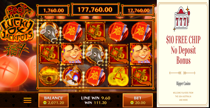 Ripper Casino: Lucky Ox Jackpots Slot Review – Unearth the Wealth of the Orient ($10 No Deposit Bonus)