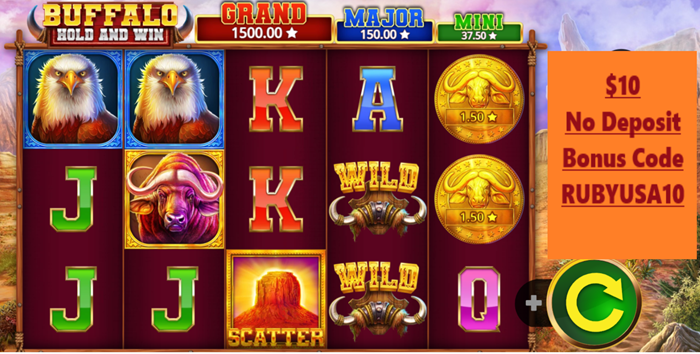 Ripper Casino USA: Buffalo Hold and Win Slot Review - Will the Wild West Bring You Fortune? ($10 No Deposit Bonus)