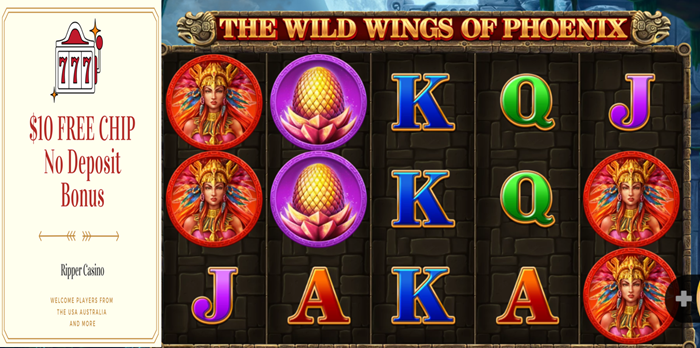 Ripper Casino: The Wild Wings of Phoenix Slot Review – Soar to New Heights of Wins ($10 No Deposit Bonus)