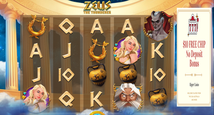 Ripper Casino: Zeus the Thunderer Slot Review – Unleash the Power of the Gods for Divine Wins ($10 No Deposit Bonus)